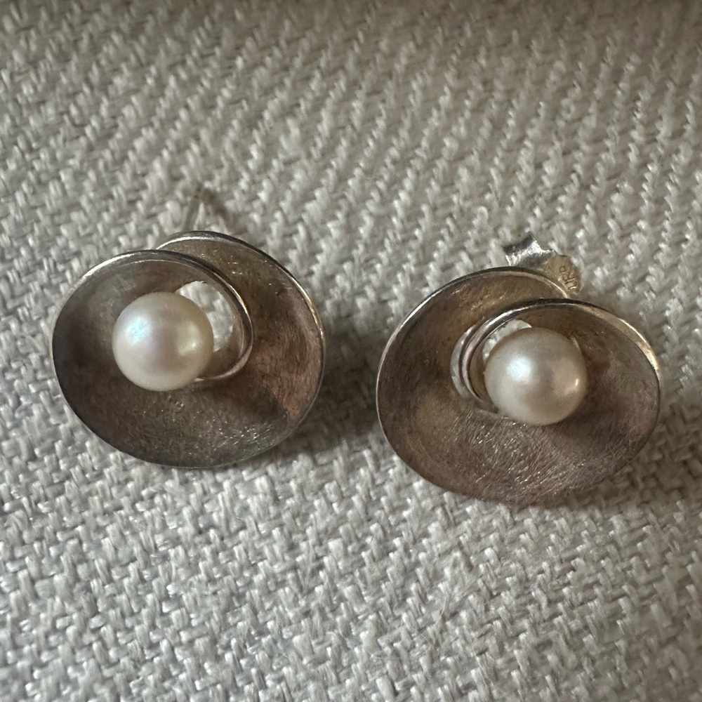 Elegant Silver Pearl Earrings from Poland